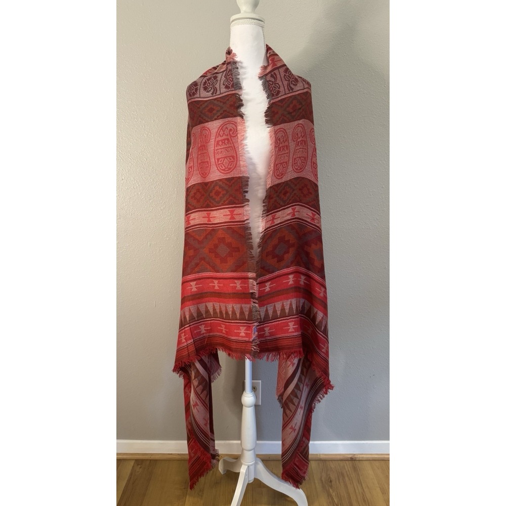 Curations Caravan Boho Southwestern Jacquard Knit Oversized Scarf Shawl Wrap OS‎